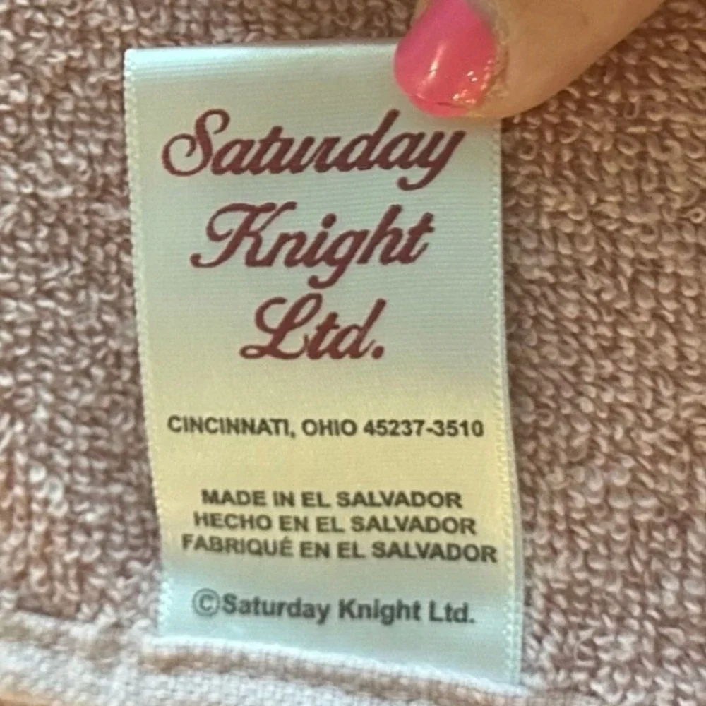 Saturday Knight Ltd Pink Hand Towels Set of 2 Crochet Lace Trim Fringe 13 x 17
